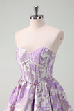 Blue A Line Sweetheart Short Corset Short Prom Dress