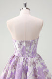 Blue A Line Sweetheart Short Corset Short Prom Dress