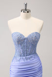 Fuchsia Sweetheart Corset Tight Short Prom Dress with Beading