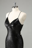 Stylish Glitter Sequins Tight Little Black Dress