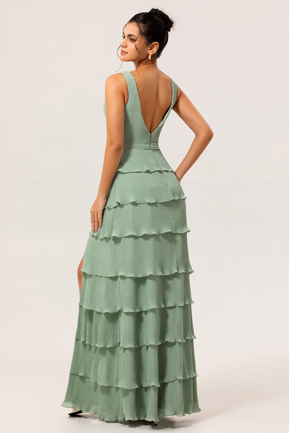 dusty sage bridesmaid dresses uk Cicinia Dusty Sage Bridesmaid Dresses Chiffon V Neck Sleeveless Pleats