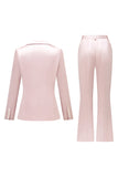 Candy Pink 2 Piece Peak Lapel Satin Slim Fit Women Suit