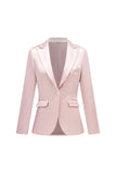 Candy Pink 2 Piece Peak Lapel Satin Slim Fit Women Suit