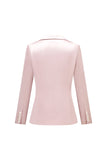 Candy Pink 2 Piece Peak Lapel Satin Slim Fit Women Suit