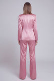 Candy Pink 2 Piece Peak Lapel Satin Slim Fit Women Suit