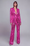 Sparkly Golden Peak Lapel Sequin 2 Piece Women Party Suits