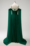 A-Line Cold Shoulder Chiffon Long Lilac Bridesmaid Dress with Capes