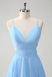 White Blue Flower A-Line Tiered Chiffon Maxi Dress