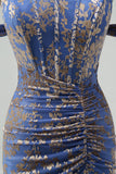 Grey Blue Mermaid Off the Shoulder Corset Long Burnout Velvet Dress