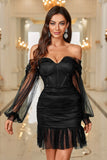 Corset Long Sleeves Tight Little Black Dress