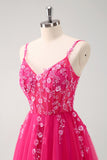 Sparkly Blush A-Line Spaghetti Straps Corset Tulle Long Prom Dress