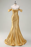 Glitter Blush Mermaid Cold Shoulder Beaded Long Prom Dress