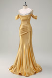 Glitter Blush Mermaid Cold Shoulder Beaded Long Prom Dress
