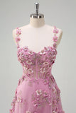 Taro Purple A-Line Off The Shoulder Applique Long Prom Dress with Slit