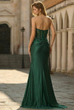 Sparkly Burgundy Mermaid Strapless Beaded Prom Dress