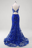 Sparkly Dark Green Mermaid Corset Tulle Sequin Long Prom Dress