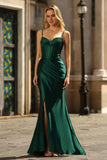 Dark Green Mermaid Corset Beaded Prom Dress