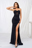 Black Mermaid Strapless Corset Cut Out Formal Dress