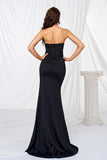Black Mermaid Strapless Corset Cut Out Formal Dress