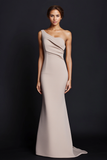 One Shoulder Mermaid Long Khaki Formal Dress