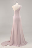 One Shoulder Mermaid Long Khaki Formal Dress