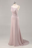 One Shoulder Mermaid Long Khaki Formal Dress