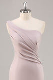 One Shoulder Mermaid Long Khaki Formal Dress