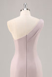 One Shoulder Mermaid Long Khaki Formal Dress