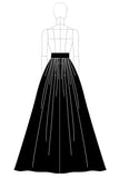 Full Length Black Satin A Line Formal Skirt Dress with Pockets