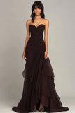 Strapless Mermaid Ruched Ruffled Long Formal Dress