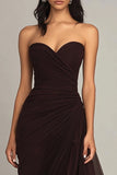 Strapless Mermaid Ruched Ruffled Long Formal Dress