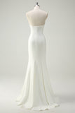 Sparkly White Mermaid Strapless Floral Long Prom Dress