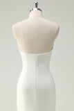 Sparkly White Mermaid Strapless Floral Long Prom Dress