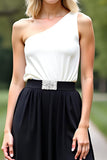 One Shoulder A Line Black White 2-Piece A Line Mother of the Bride Dress