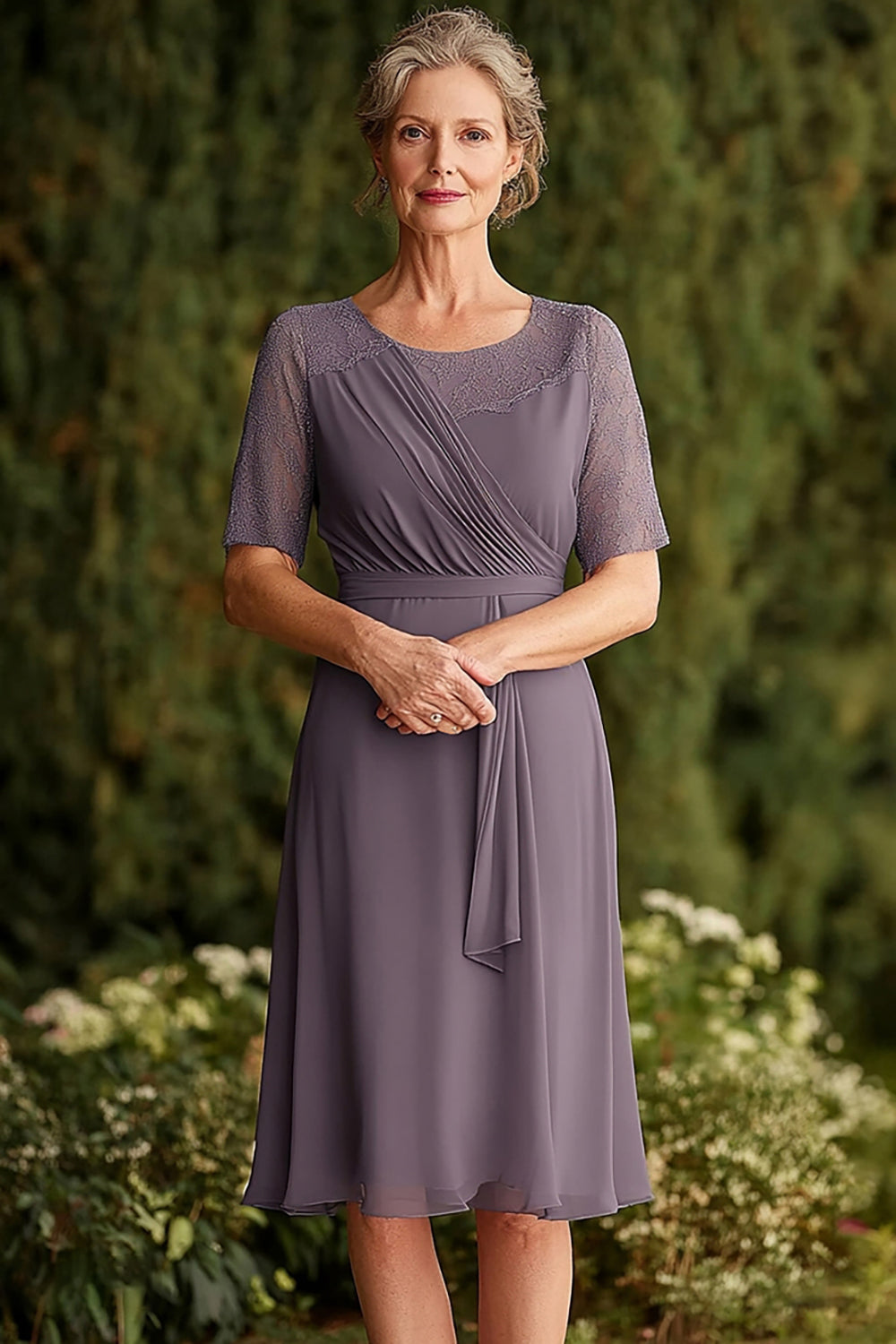 WEDTREND Women Dusk Midi Mother of the Bride Dress Sheath Scoop Short Sleeves Chiffon Wedding Guest Dress with Lace Wedtrend UK WEDTREND Women Dusk Midi Mother of the Bride Dress Sheath Scoop Short Sleeves Chiffon Wedding Guest Dress with Lace Wedtrend UK
