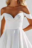 Off the Shoulder A Line Short White Graduation Dress