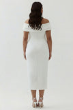 White Off the Shoulder Plus Size Engagement Dress with Slit