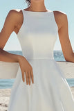 White A Line Short Graduation Dress