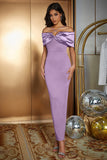 Mermaid Light Blue Off The Shoulder Ruched Satin Long Formal Dress