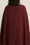 Burgundy Sheath High Neck Plus Size Formal Dress with Cape