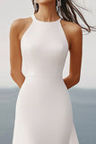 Chiffon Halter White Long Wedding Dress