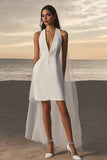 Sheath V-Neck Short White Graduation Dress