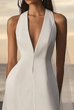 Sheath V-Neck Short White Graduation Dress