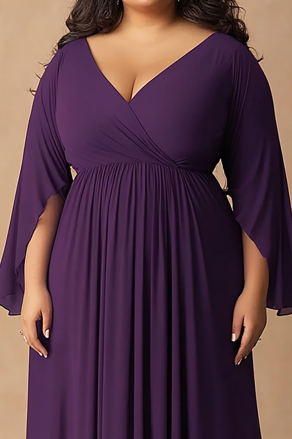 WEDTREND Women Dark Purple Plus Size Mother of the Bride Dress Chiffon V Neck Long Wedding Guest Dress with Flutter Sleeves Wedtrend UK WEDTREND Women Dark Purple Plus Size Mother of the Bride Dress Chiffon V Neck Long Wedding Guest Dress with Flutter Sleeves Wedtrend UK