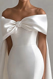 White Off The Shoulder Mermaid Long Wedding Dress