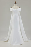 White Off The Shoulder Mermaid Long Wedding Dress