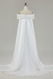 White Off The Shoulder Mermaid Long Wedding Dress