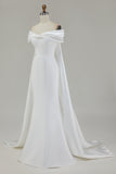 White Off The Shoulder Mermaid Long Wedding Dress