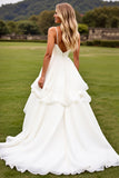 Ruffle A Line Ivory Ruched Wedding Dress