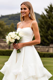 Ruffle A Line Ivory Ruched Wedding Dress